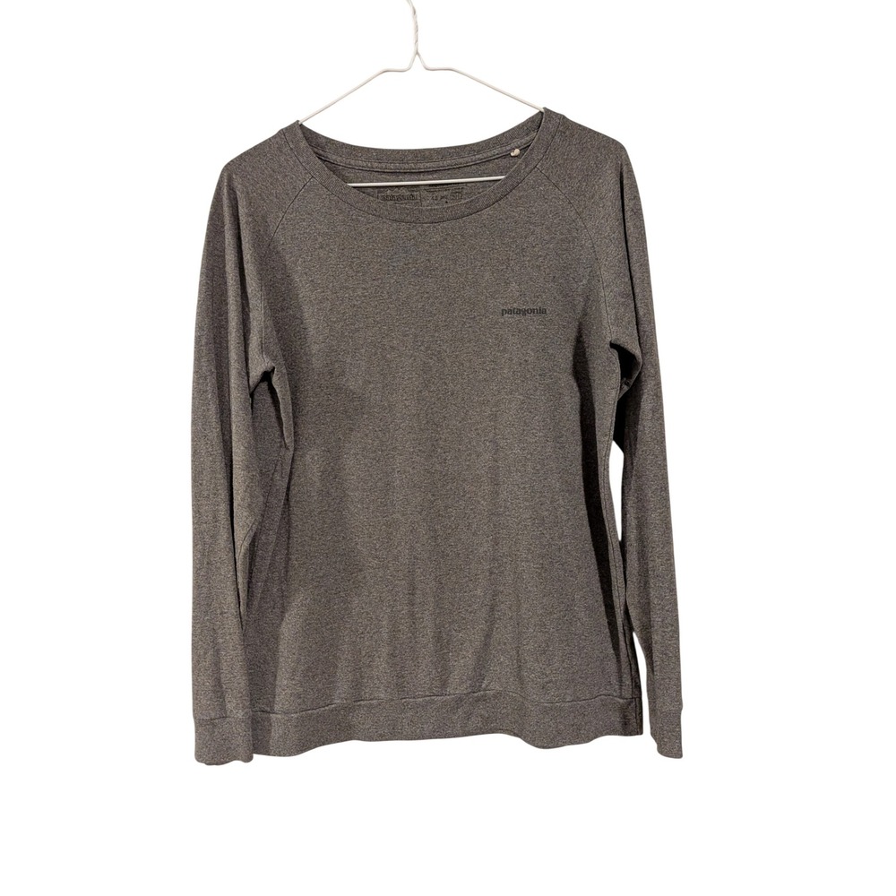 Patagonia Responsibili-Tee Womens S Gray Long Sleeve Graphic Mountain Shirt